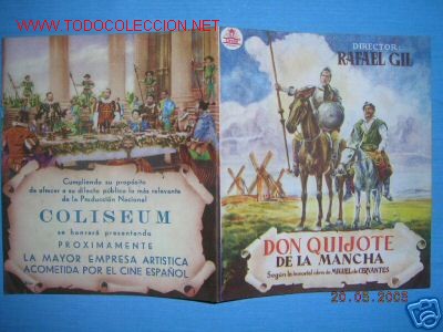 Cine: DON QUIJOTE DE LA MANCHA. PROGRAMA DE MANO. CINE - Foto 1